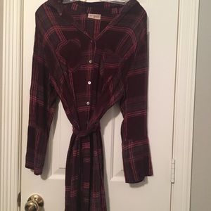 Maroon plaid shirt dress from Texas A&M campus